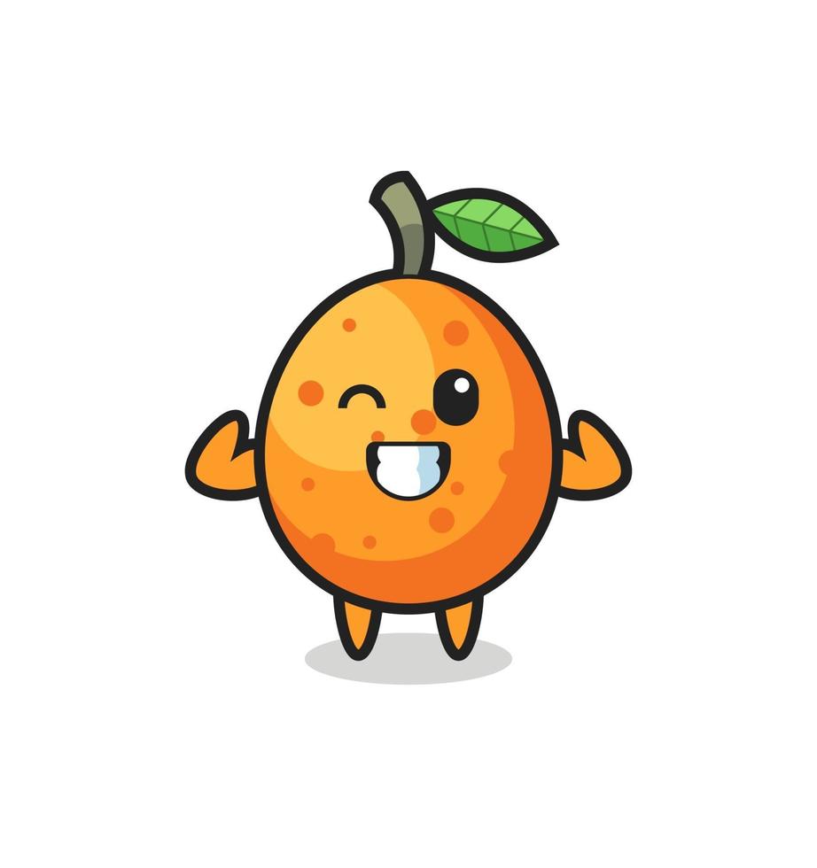 le personnage musclé de kumquat pose en montrant ses muscles vecteur