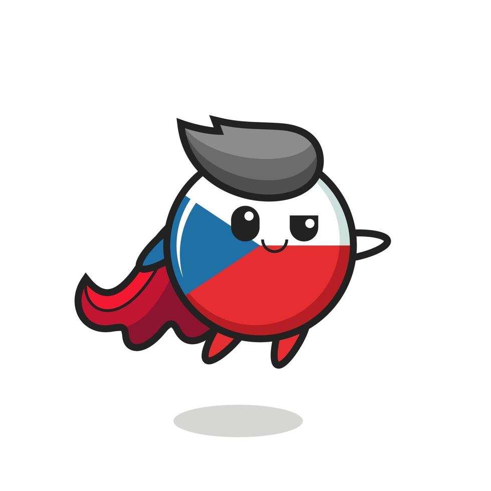 Le personnage mignon de super-héros d'insigne de drapeau de la république tchèque vole vecteur