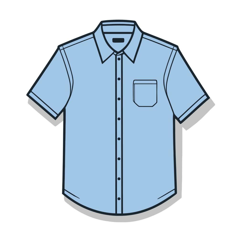 plat vecteur illustration de une à la mode Pour des hommes chemise, avec contour et ombre, isolé sur une blanc Contexte.