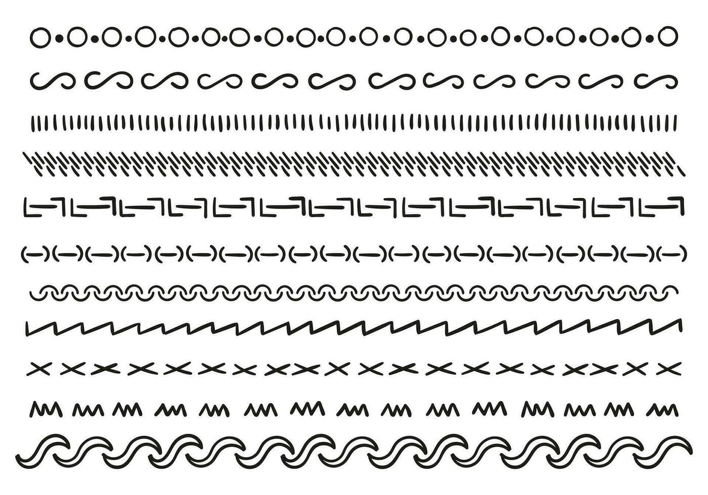 lignes ensemble dans différent modes. cercles, Aléatoire lignes, vagues, arabesques, ornements etc. vecteur