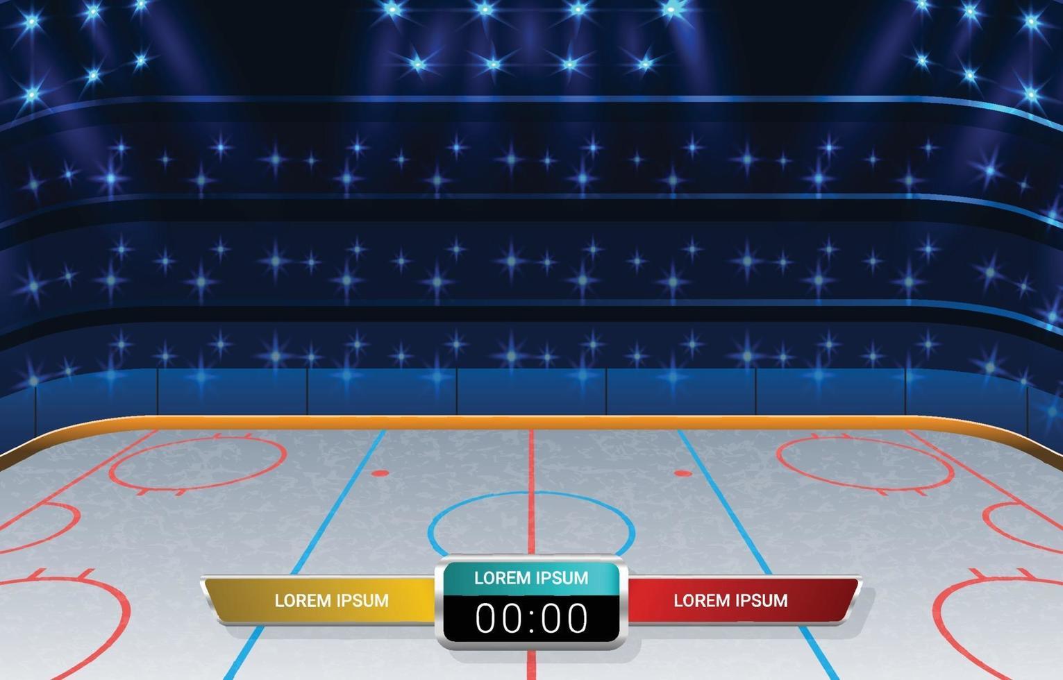 stade de hockey sur glace avec projecteurs vecteur