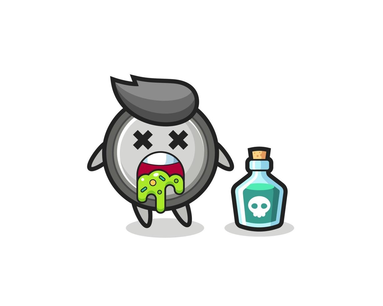 illustration d'un personnage de pile bouton vomissant en raison d'un empoisonnement vecteur