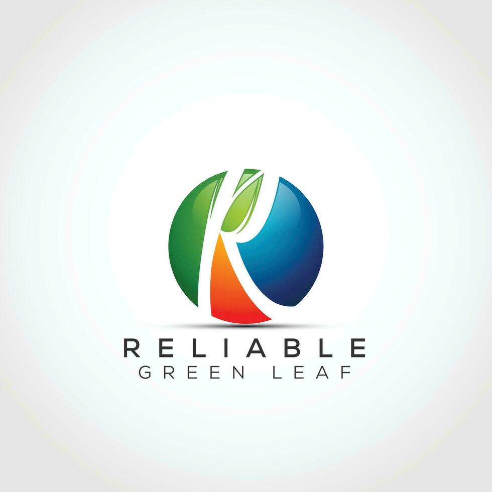 Créatif coloré lettre r initiale feuille logo vecteur