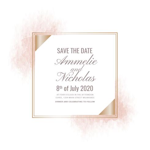 Vector Gold et Aquarelle Save the Date Card