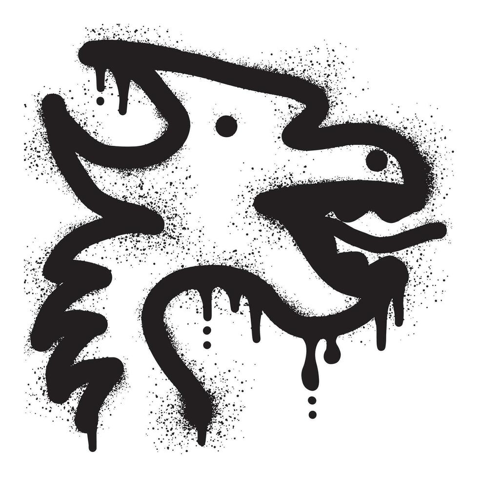 dragon tête graffiti avec noir vaporisateur peindre vecteur