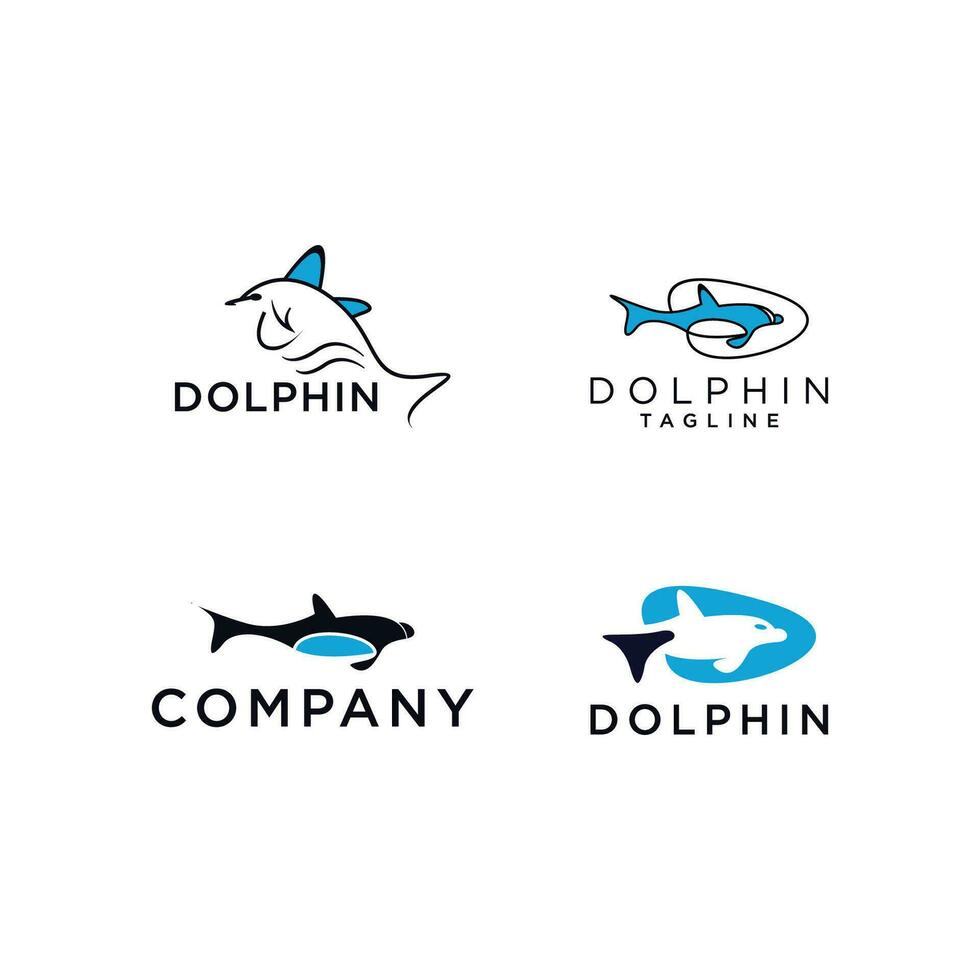 ensemble de dauphin logo modèle vecteur icône illustration conception. dauphin logo concept