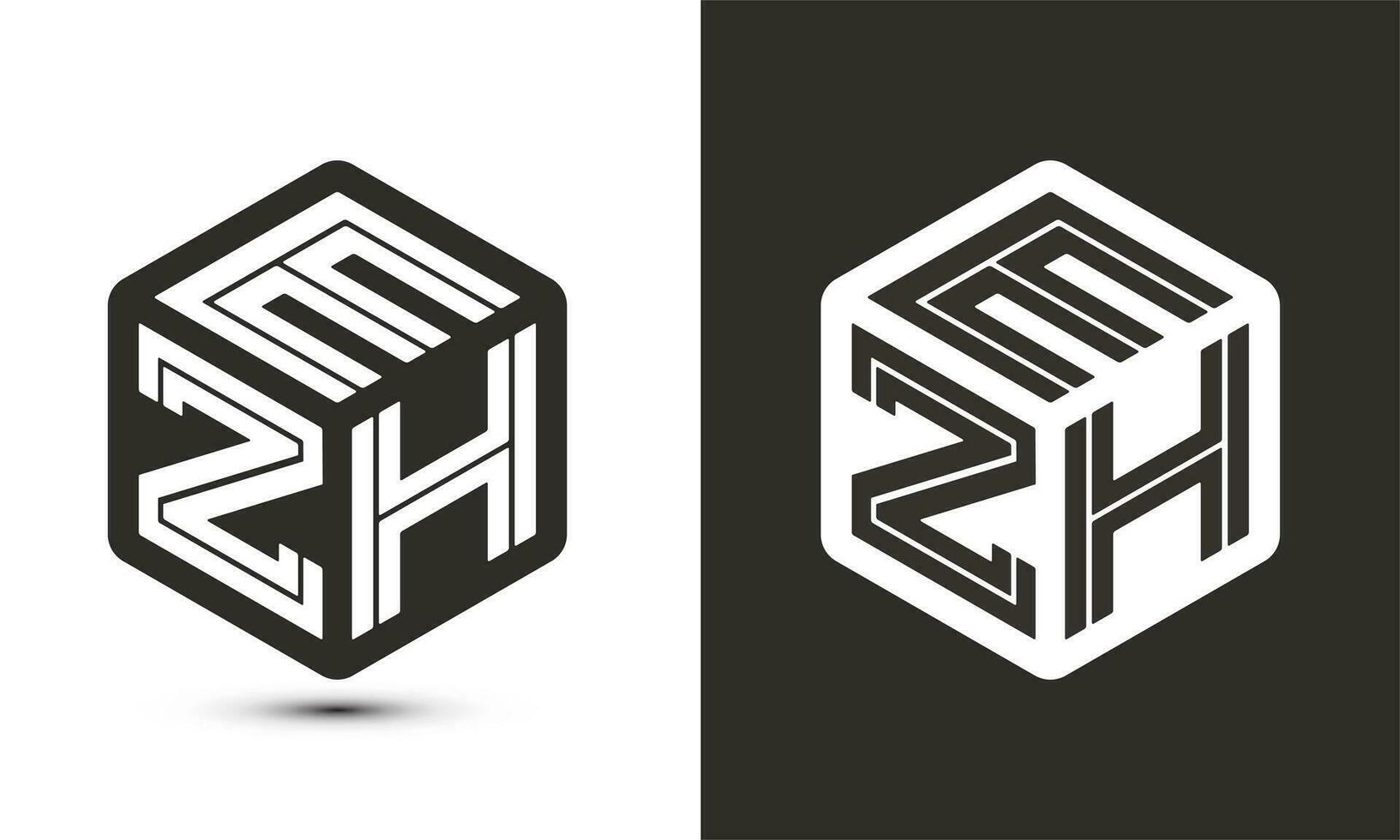 ezh lettre logo conception avec illustrateur cube logo, vecteur logo moderne alphabet Police de caractère chevauchement style.