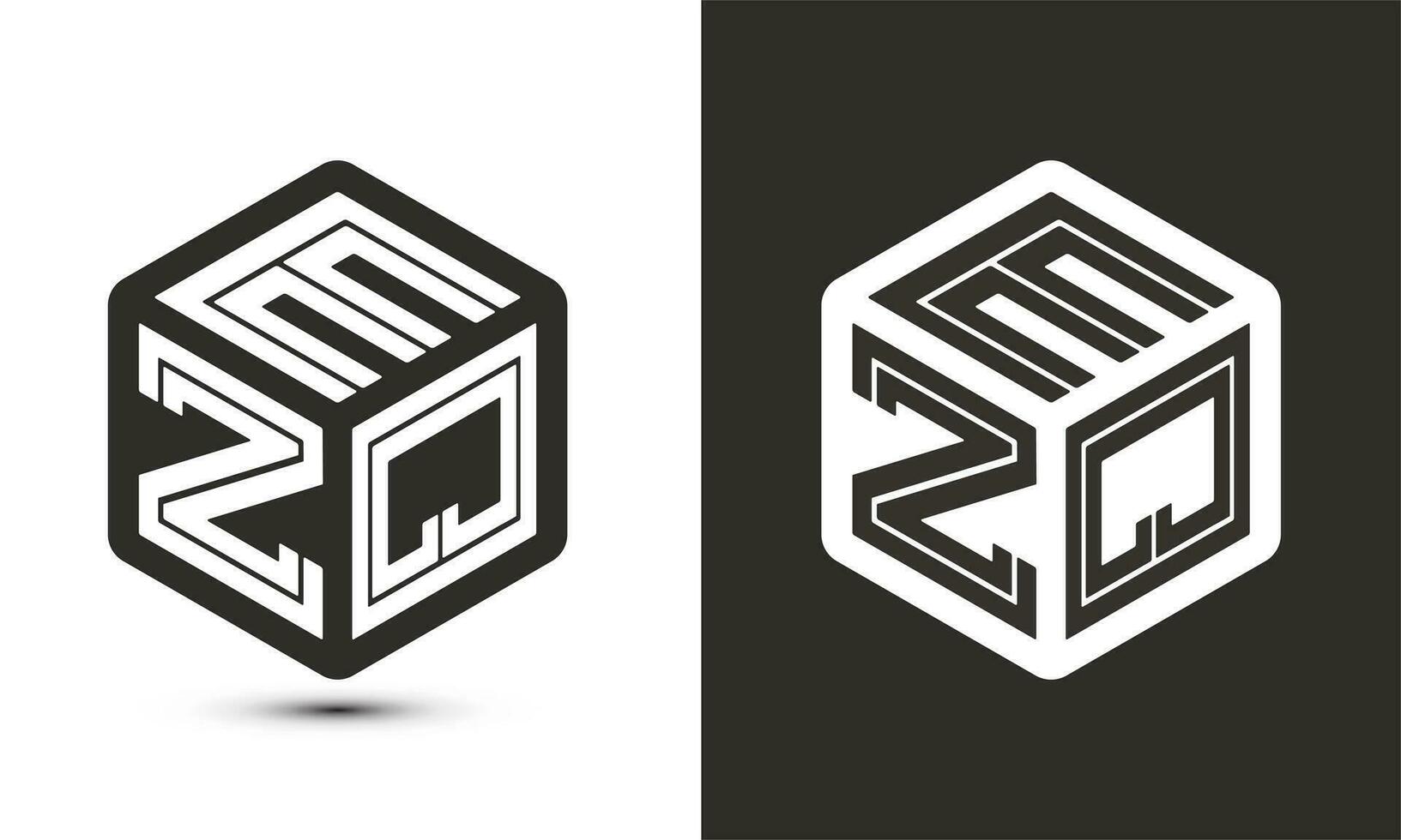 ezq lettre logo conception avec illustrateur cube logo, vecteur logo moderne alphabet Police de caractère chevauchement style.