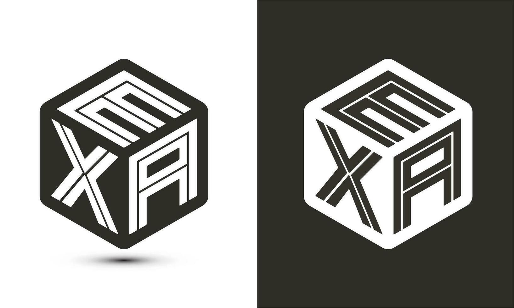 exa lettre logo conception avec illustrateur cube logo, vecteur logo moderne alphabet Police de caractère chevauchement style.