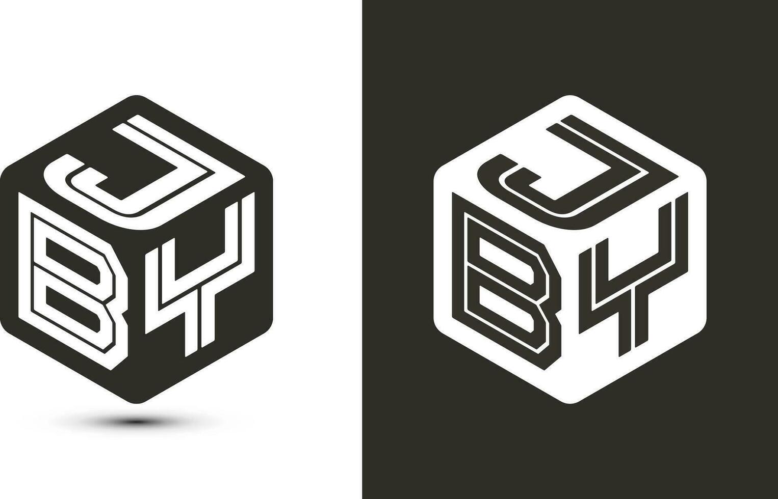 jby lettre logo conception avec illustrateur cube logo, vecteur logo moderne alphabet Police de caractère chevauchement style.