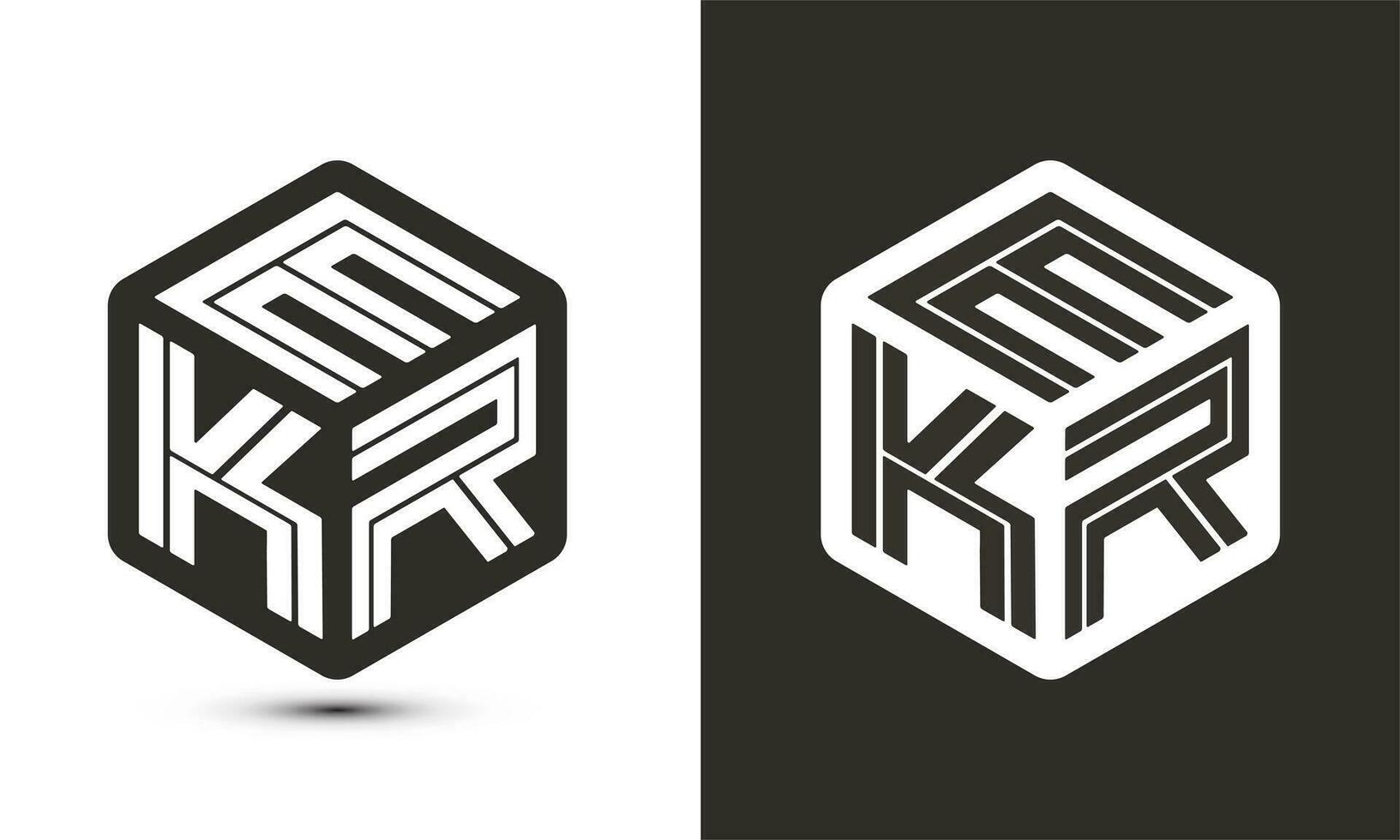 ekr lettre logo conception avec illustrateur cube logo, vecteur logo moderne alphabet Police de caractère chevauchement style.
