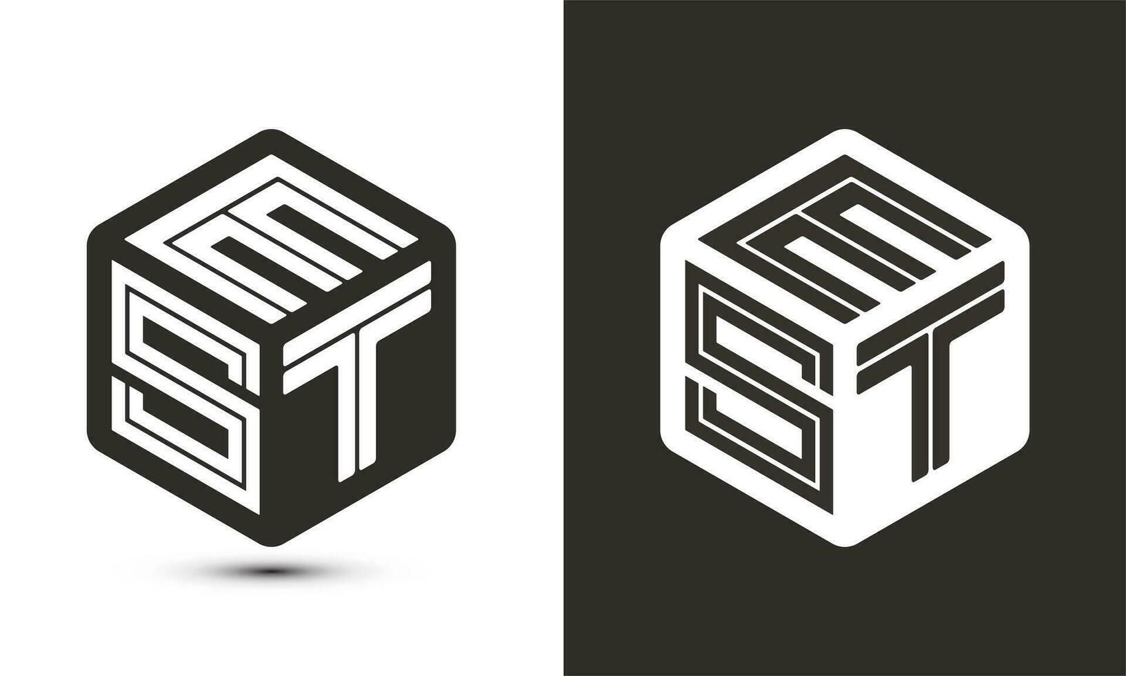 est lettre logo conception avec illustrateur cube logo, vecteur logo moderne alphabet Police de caractère chevauchement style.