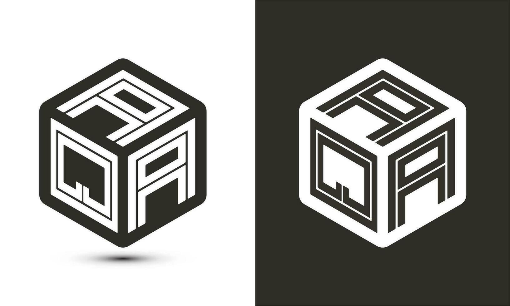 aqa lettre logo conception avec illustrateur cube logo, vecteur logo moderne alphabet Police de caractère chevauchement style.