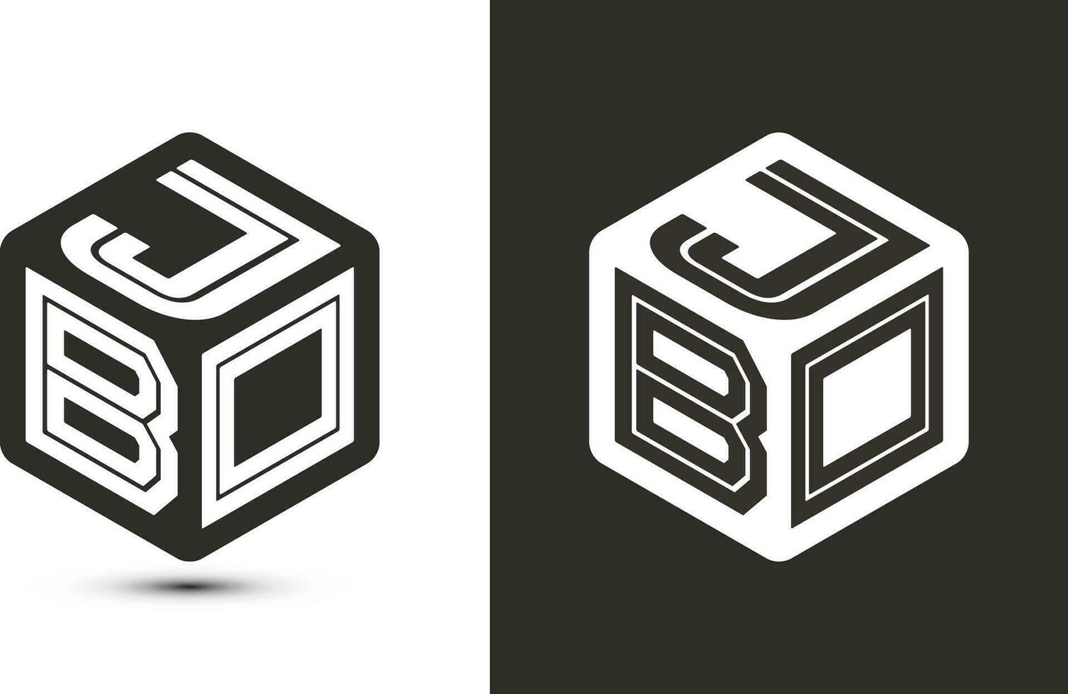 jbo lettre logo conception avec illustrateur cube logo, vecteur logo moderne alphabet Police de caractère chevauchement style.