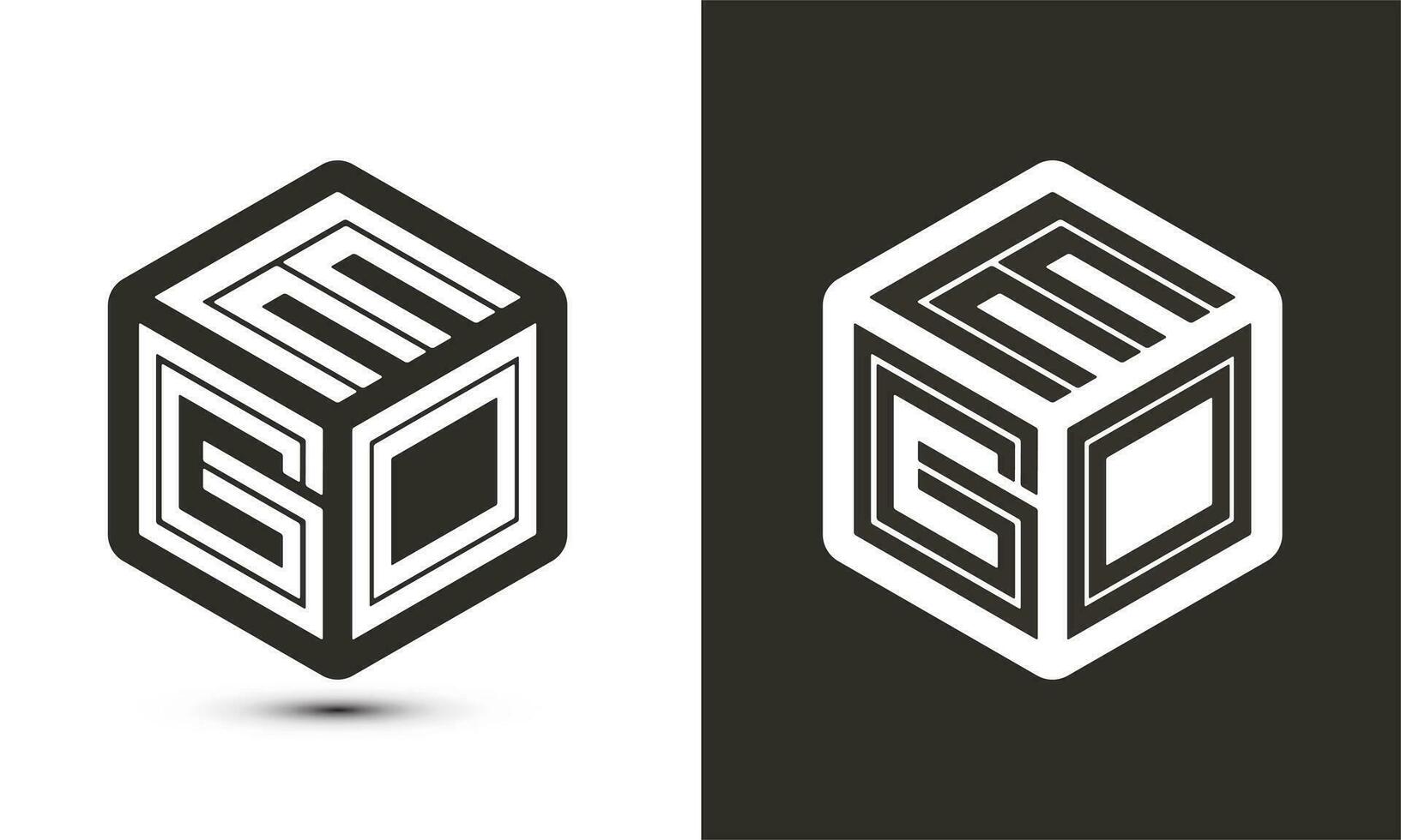 ego lettre logo conception avec illustrateur cube logo, vecteur logo moderne alphabet Police de caractère chevauchement style.