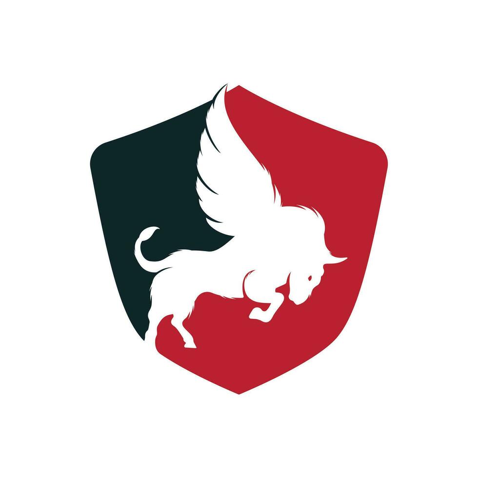 conception créative du logo taureau et ailes. illustration vectorielle de taureau volant icône vecteur
