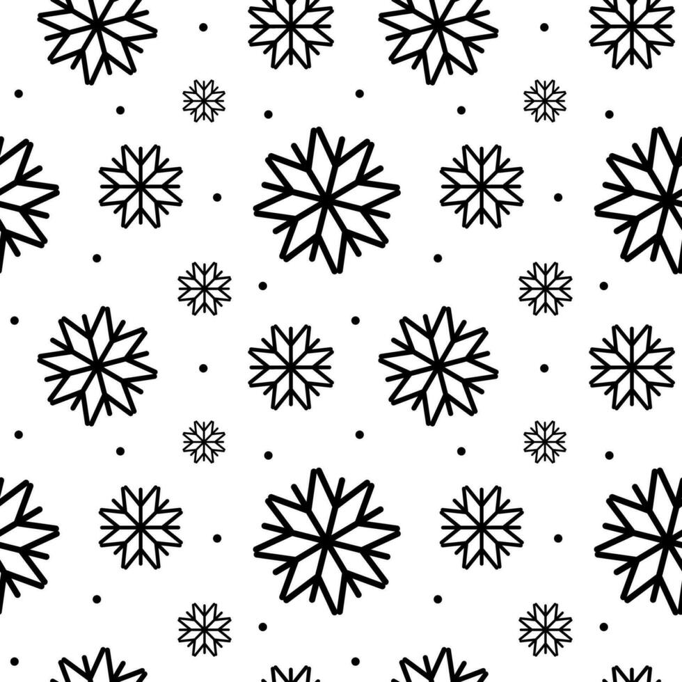 Noël sans couture modèle avec flocons de neige. noir et blanc Nouveau année vecteur illustration. vacances hiver Contexte.