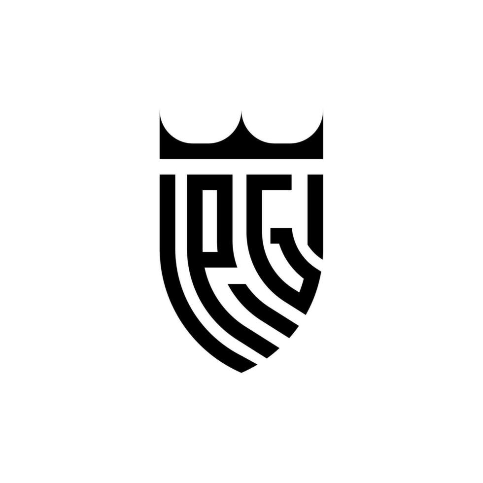 pg couronne bouclier initiale luxe et Royal logo concept vecteur