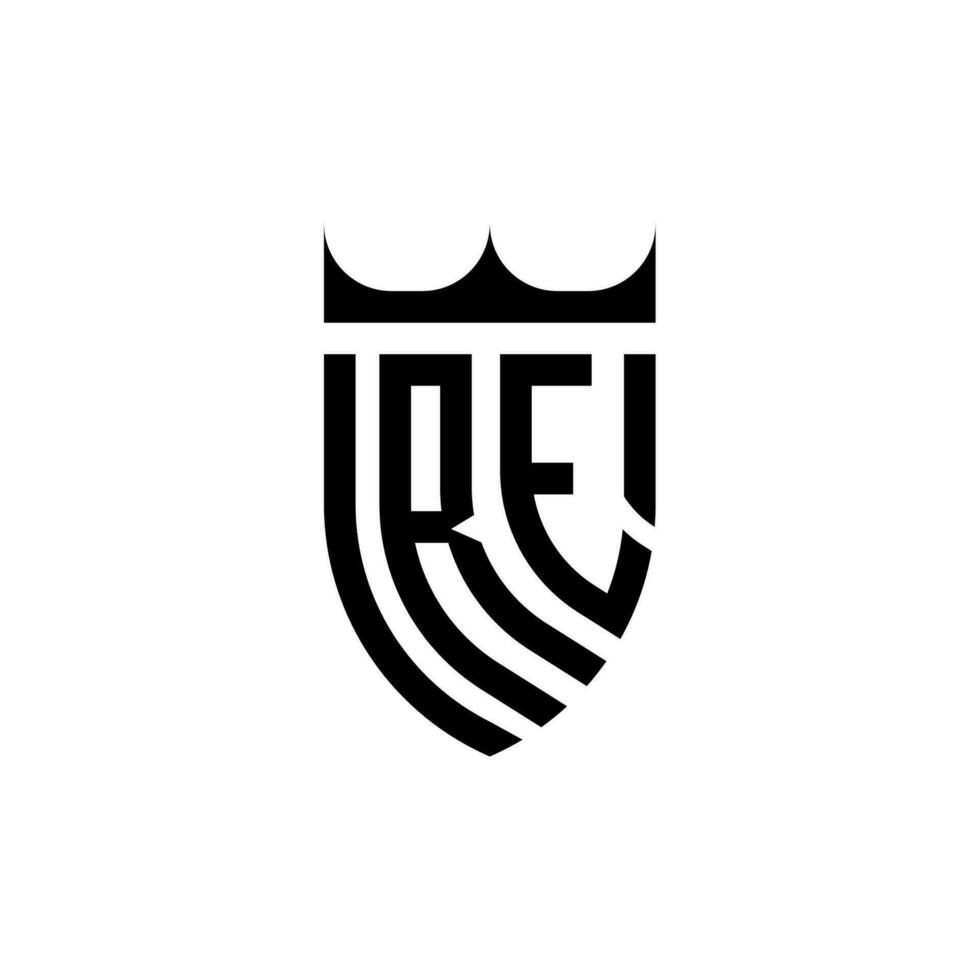 ré couronne bouclier initiale luxe et Royal logo concept vecteur