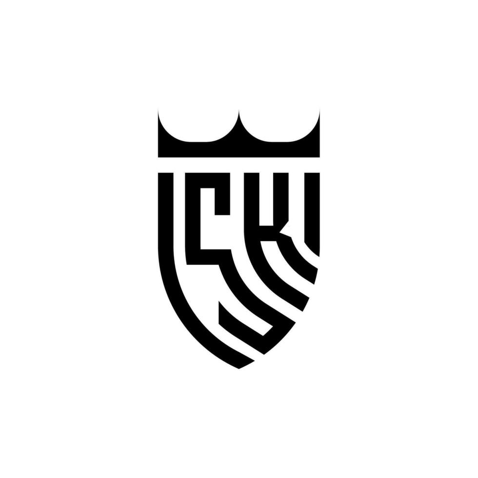 sk couronne bouclier initiale luxe et Royal logo concept vecteur