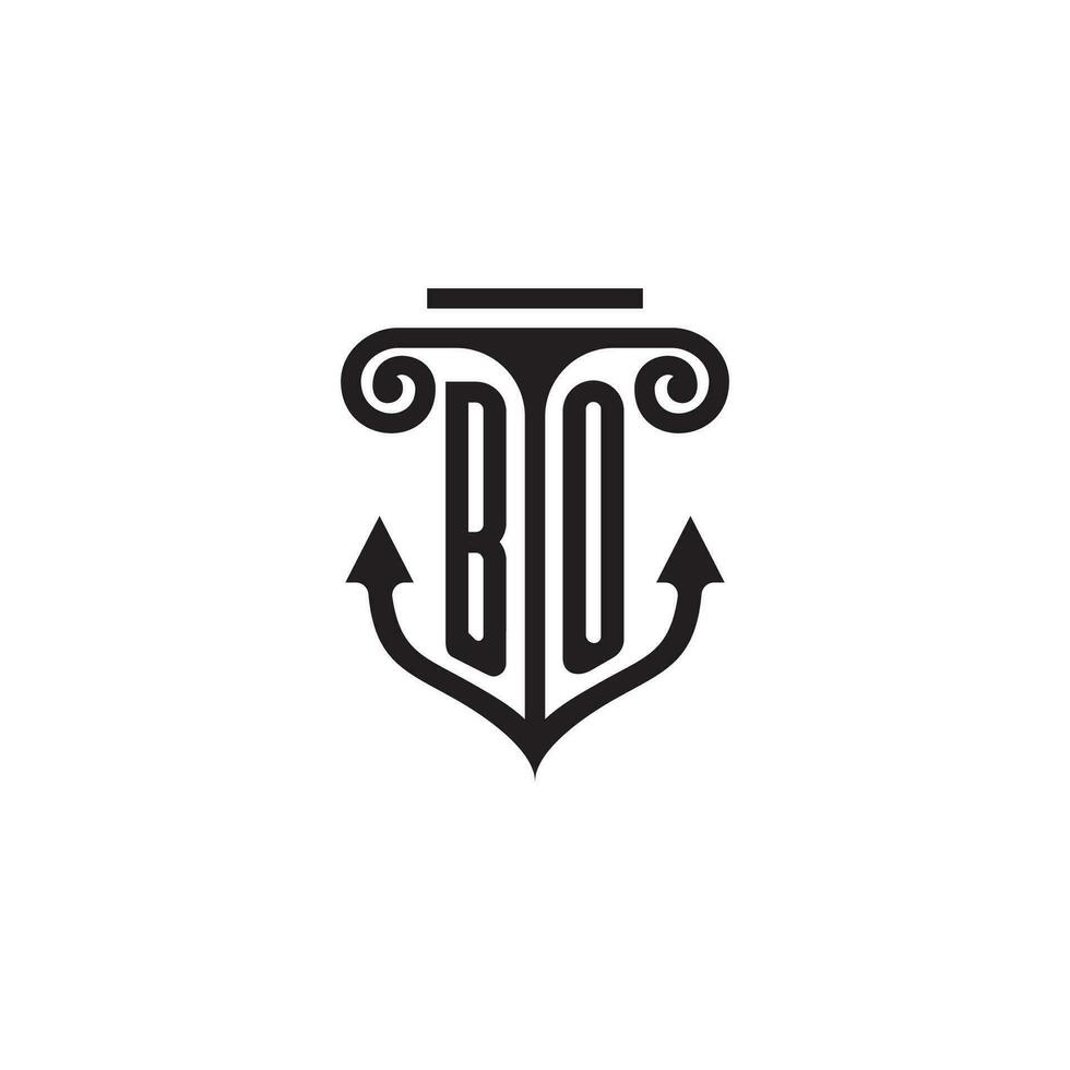 bo pilier et ancre océan initiale logo concept vecteur