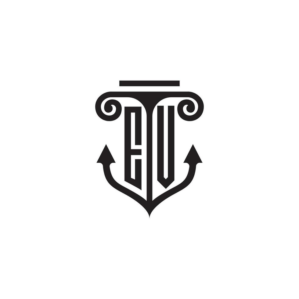 ev pilier et ancre océan initiale logo concept vecteur