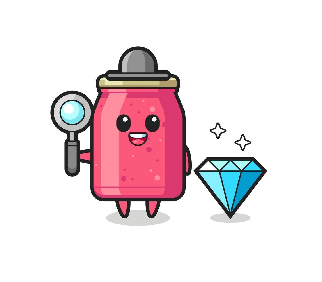 illustration du personnage de confiture de fraises avec un diamant vecteur