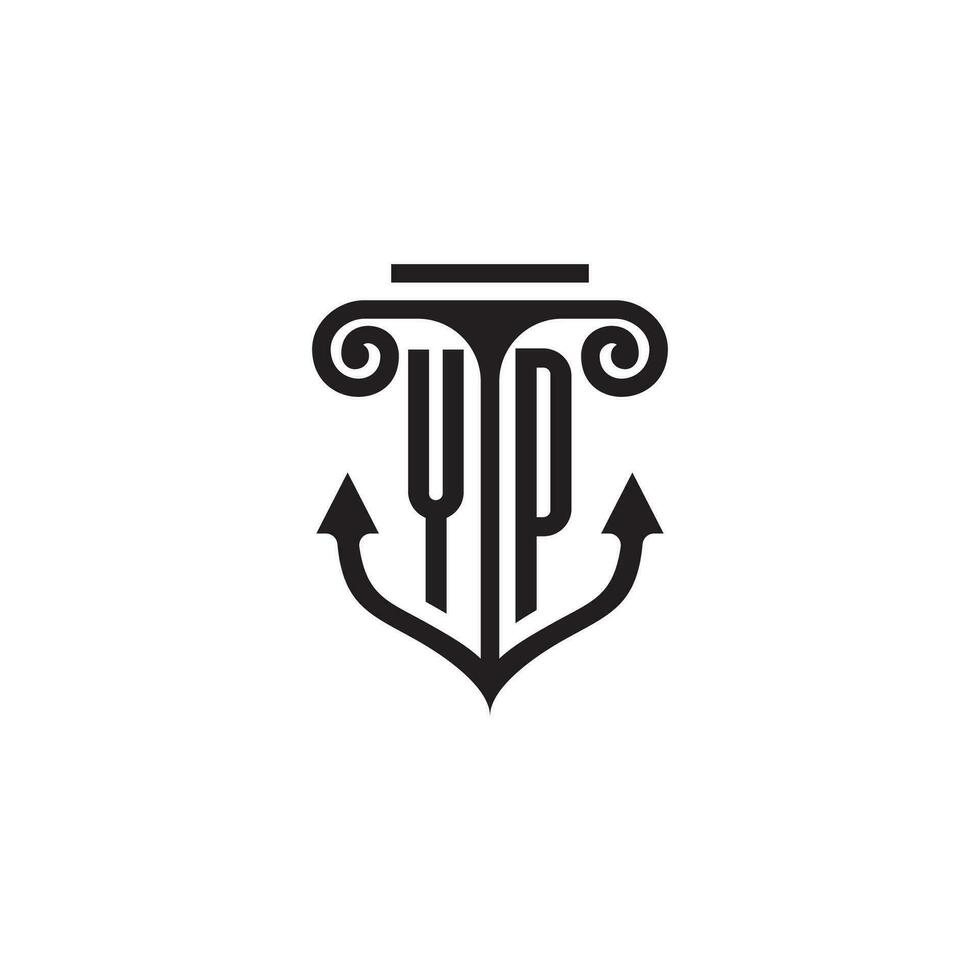 oui pilier et ancre océan initiale logo concept vecteur