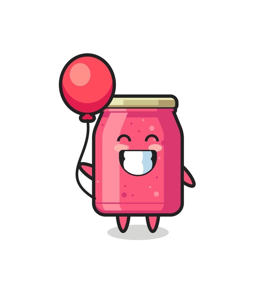 illustration de mascotte de confiture de fraises joue au ballon vecteur