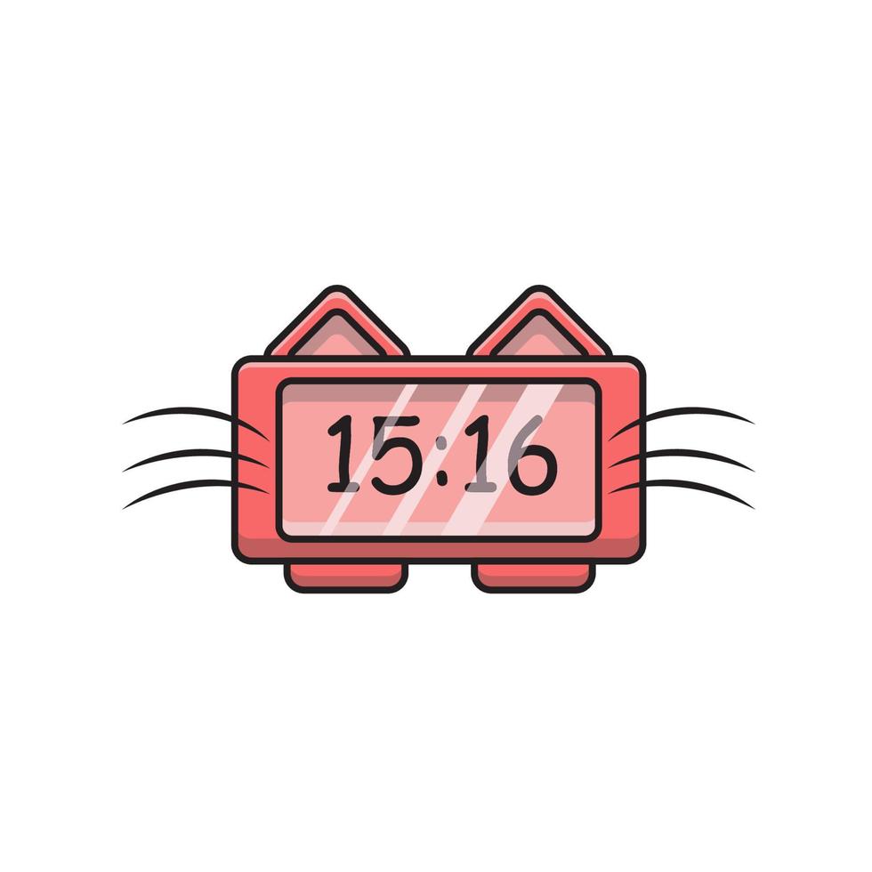 illustration d'horloge de chat numérique rose vecteur