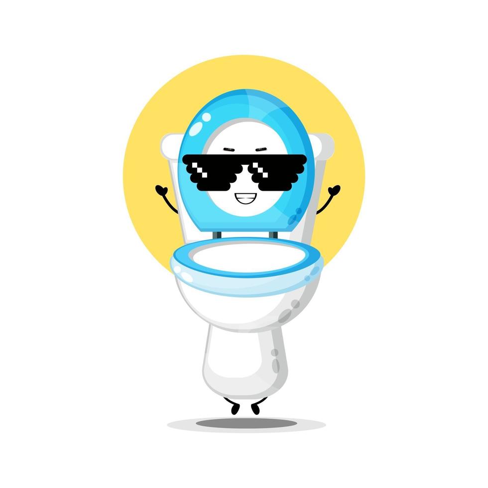 personnage de siège de toilette mignon portant des lunettes pixel vecteur