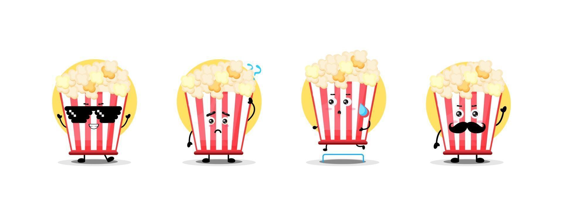 jolie collection de personnages de pop-corn vecteur