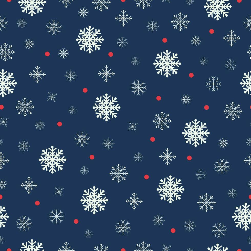 flocons de neige sans couture modèle. Noël carte sur bleu Contexte. vecteur illustration.