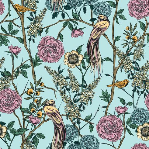 Jardin victorien. Floral pattern sans soudure. Illustration vectorielle vecteur