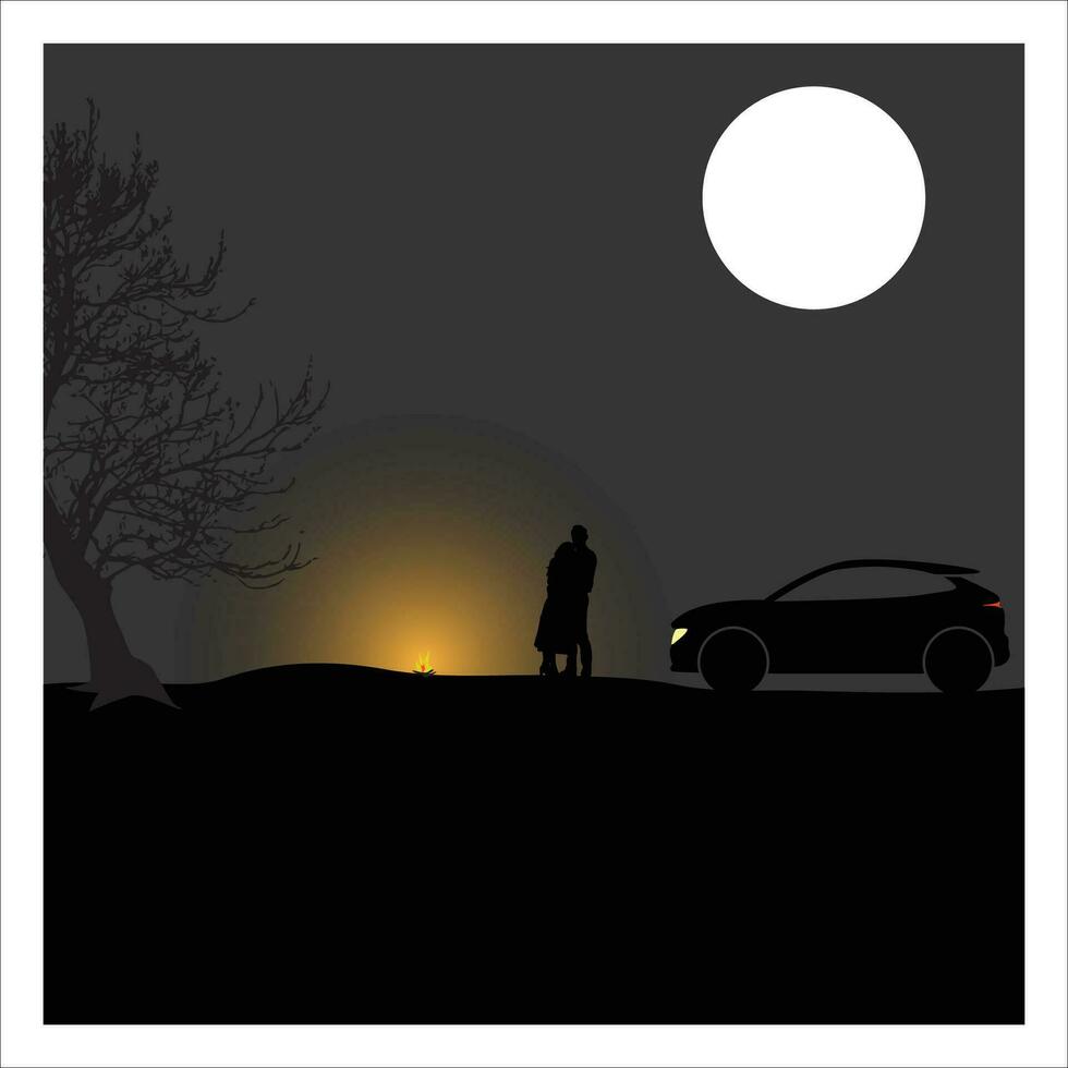 couple paysage Stock vecteur illustration