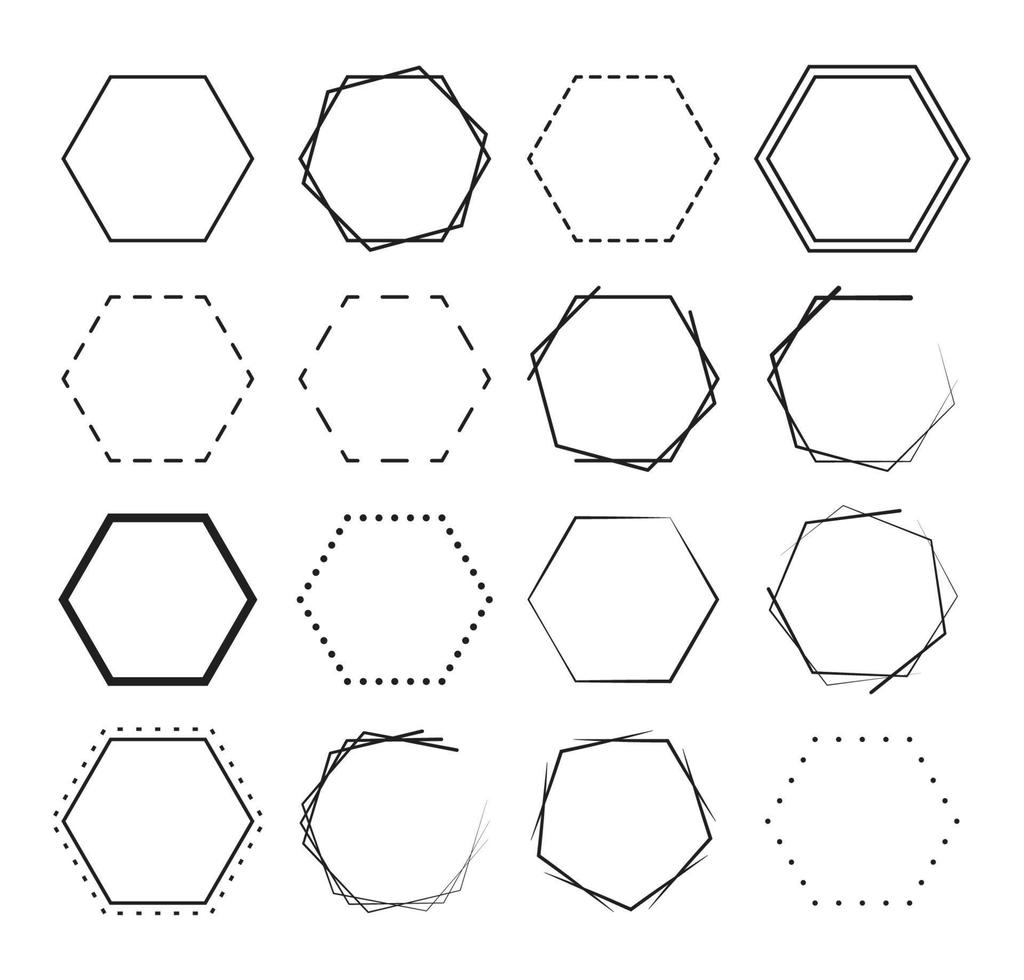 ensemble de fond de bordure hexagonale. décoration de cadres géométriques vecteur