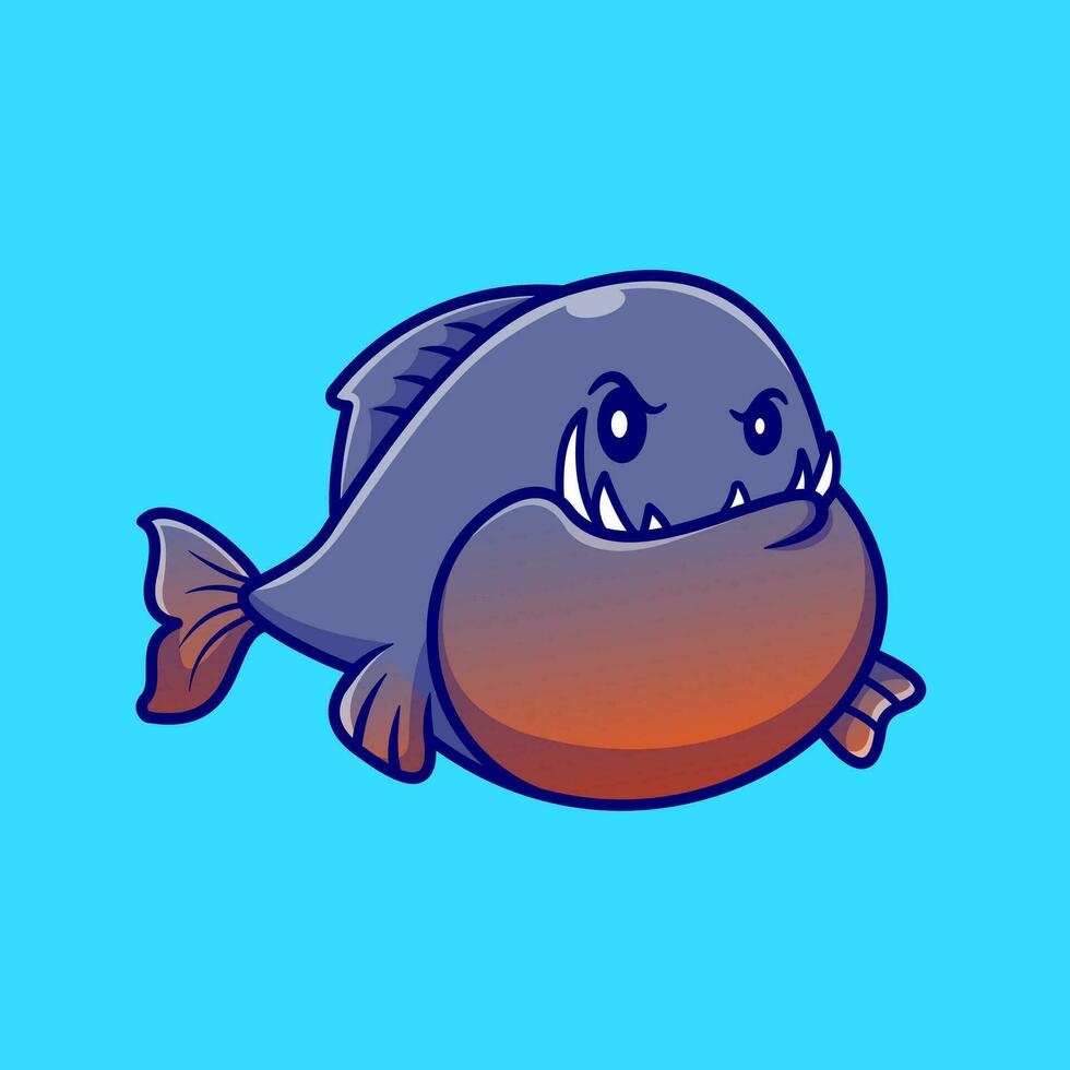 mignonne piranha poisson dessin animé vecteur icône illustration. animal la nature icône concept isolé prime vecteur. plat dessin animé style