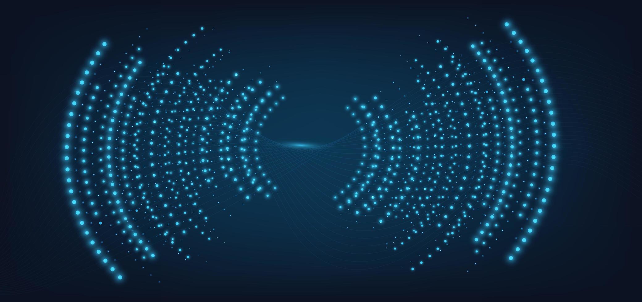 ondes sonores point de lumière bleu foncé. arrière-plan technologique abstrait. vecteur