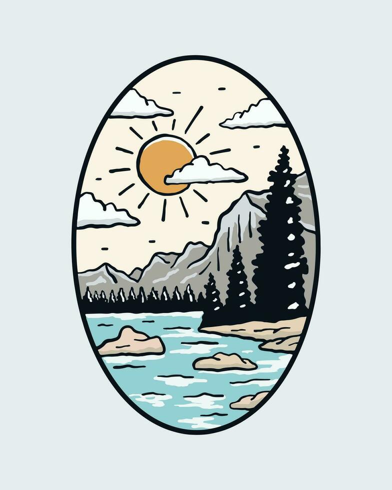 maligne Lac canadien Rocheuses ancien vecteur illustration pour badge, autocollant, t chemise conception et Extérieur conception