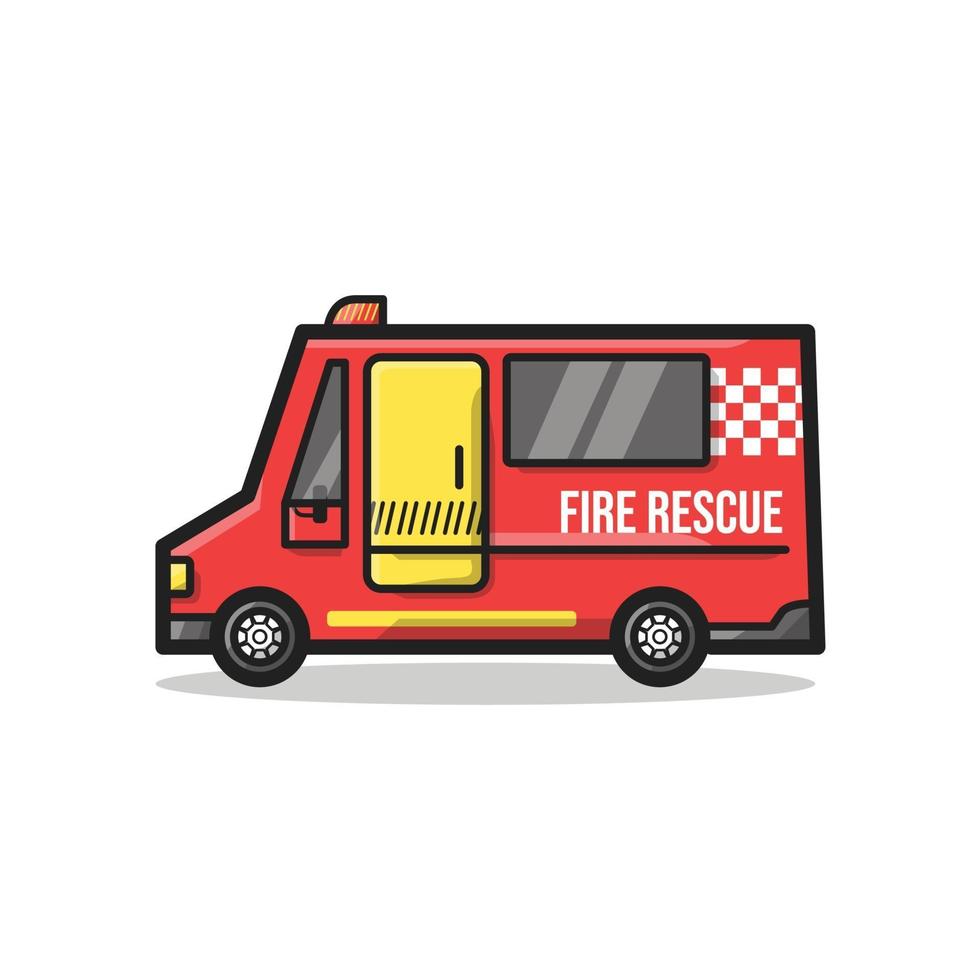 illustration de dessin animé d'art de ligne de véhicule de service de secours d'incendie vecteur