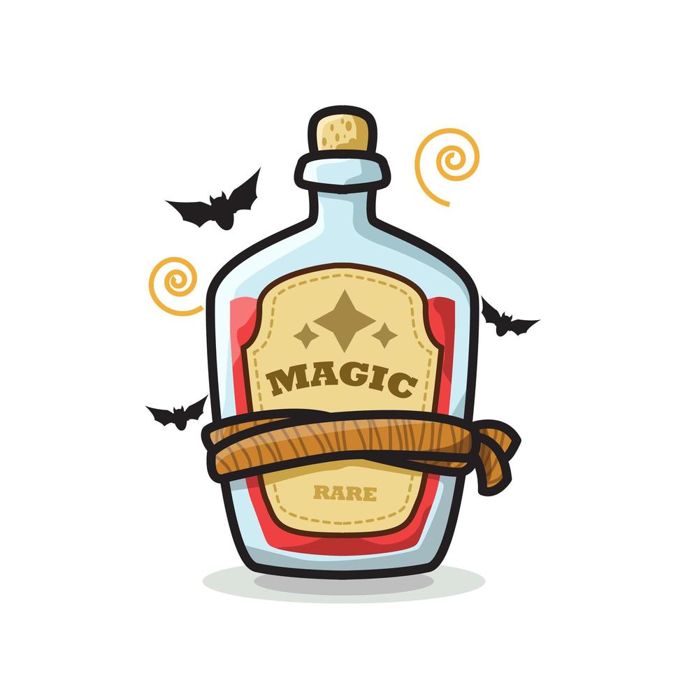 bouteille de potion magique halloween illustration de dessin au trait mignon vecteur