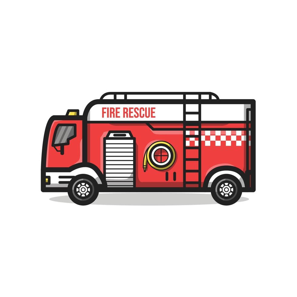 illustration de dessin animé d'art de ligne de véhicule de service de secours d'incendie vecteur