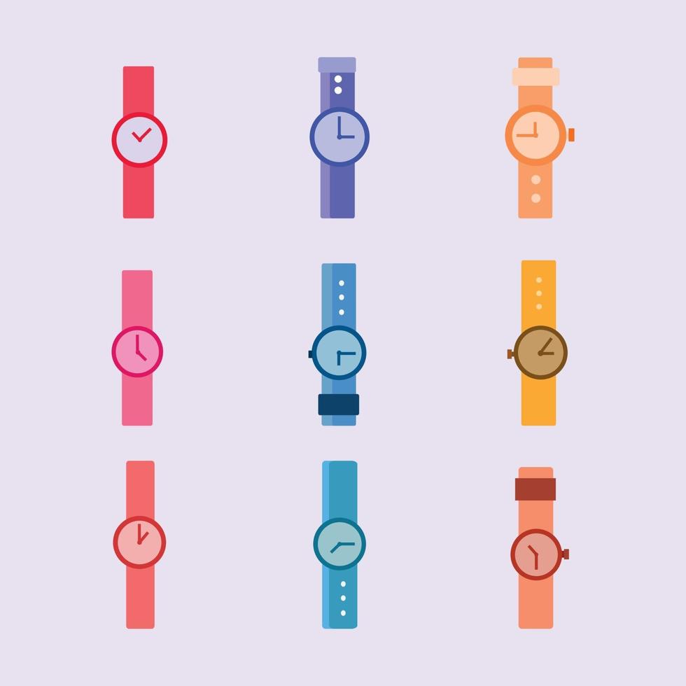 collection d'ensembles de modèles de montres avec différentes couleurs et textures vecteur