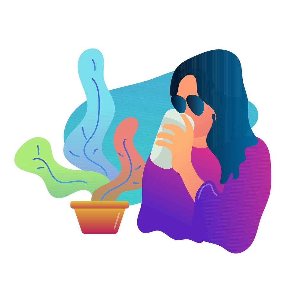 femme avec un café illustration design plat vecteur