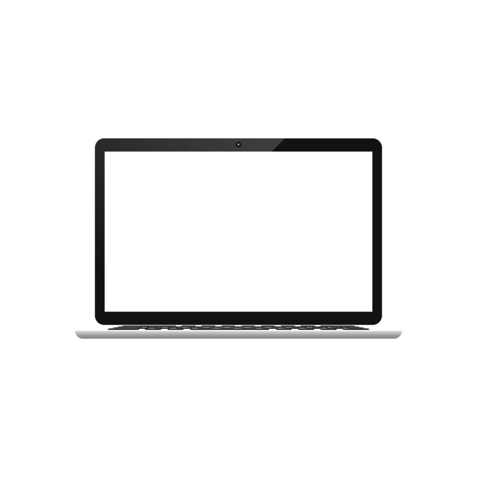 Ordinateur portable maquette plate 3d avec écran blanc et clavier vecteur