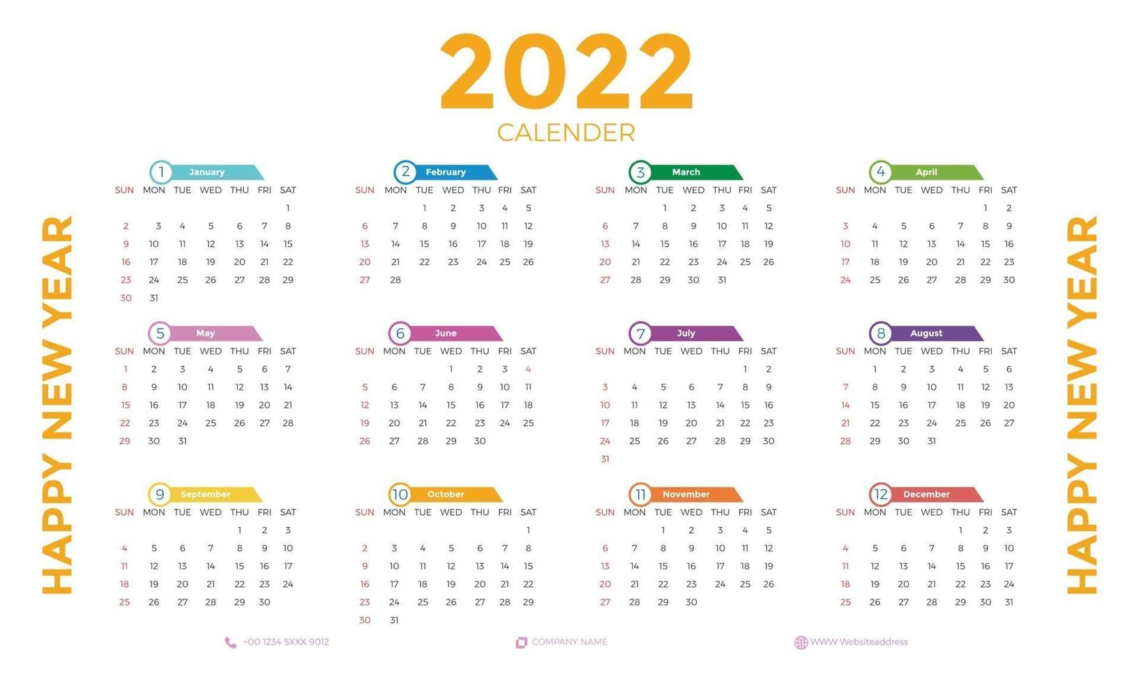 calendrier mural 2022 vecteur