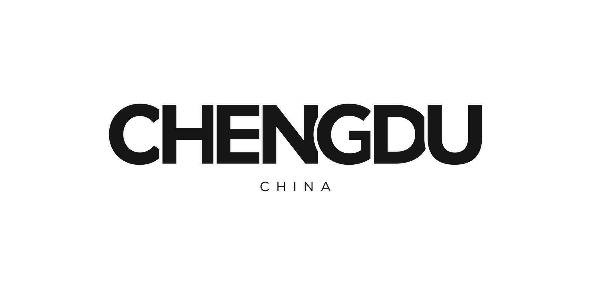 chengdu dans le Chine emblème. le conception Caractéristiques une géométrique style, vecteur illustration avec audacieux typographie dans une moderne Police de caractère. le graphique slogan caractères.