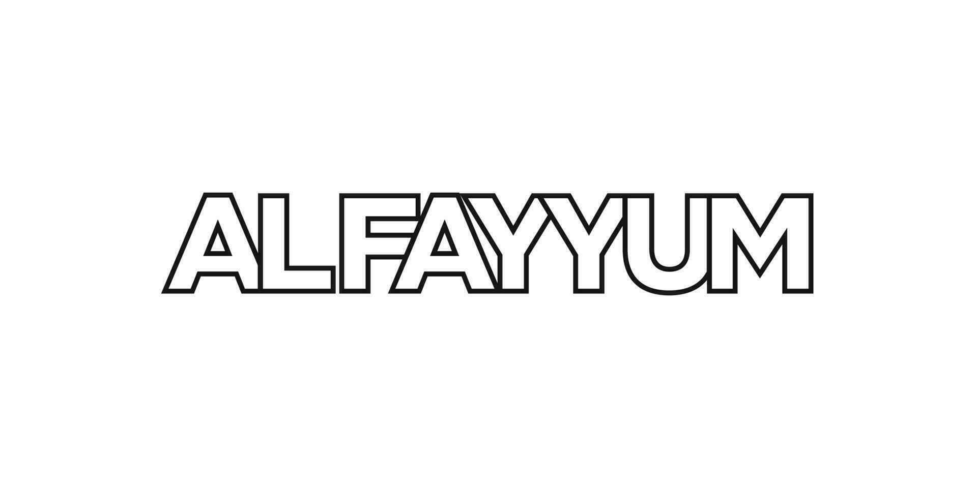 Al fayoum dans le Egypte emblème. le conception Caractéristiques une géométrique style, vecteur illustration avec audacieux typographie dans une moderne Police de caractère. le graphique slogan caractères.
