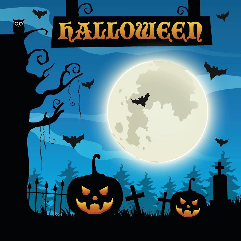illustration de fond effrayant halloween avec arbre mort vecteur