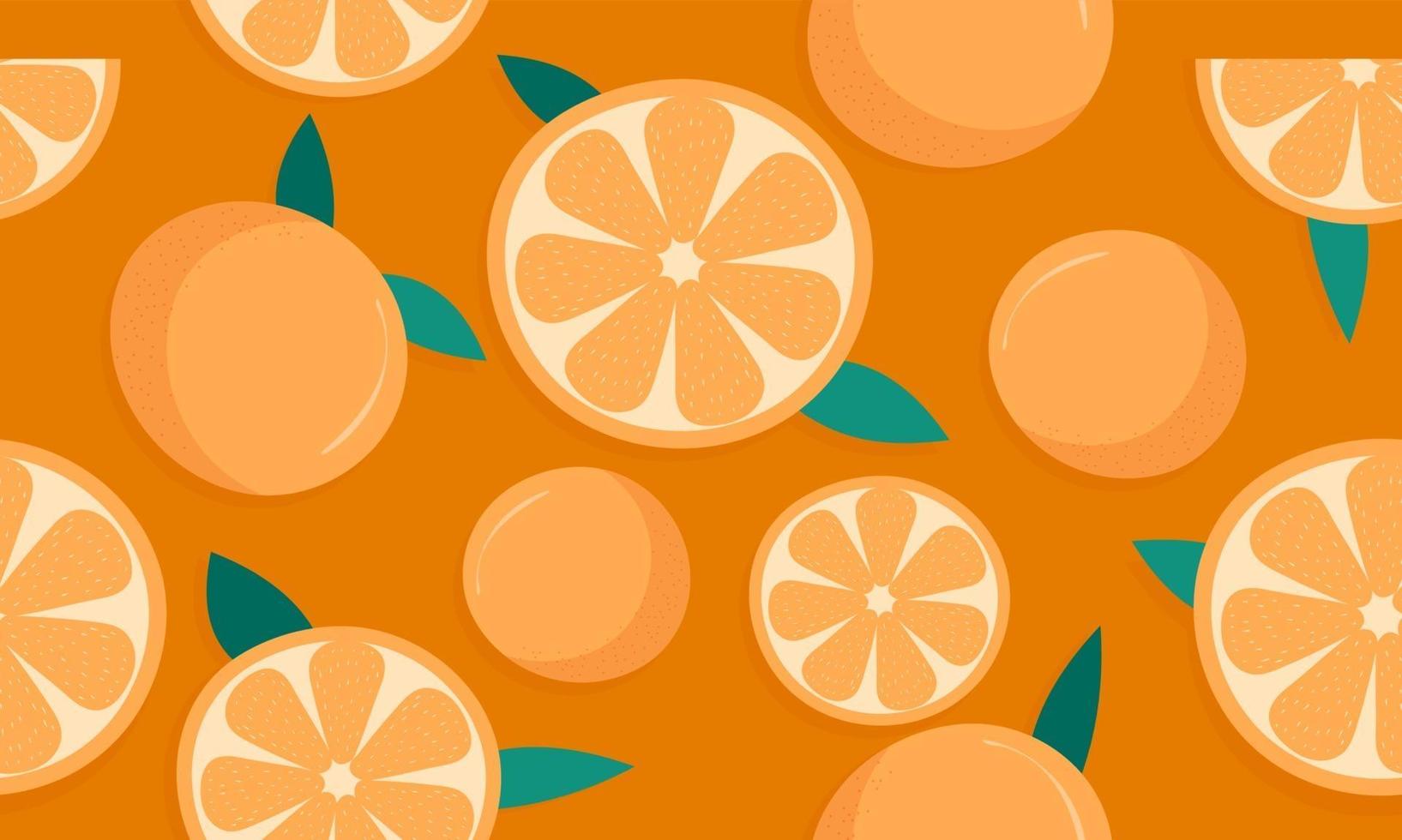 fruit orange modèle sans couture sur fond orange vecteur